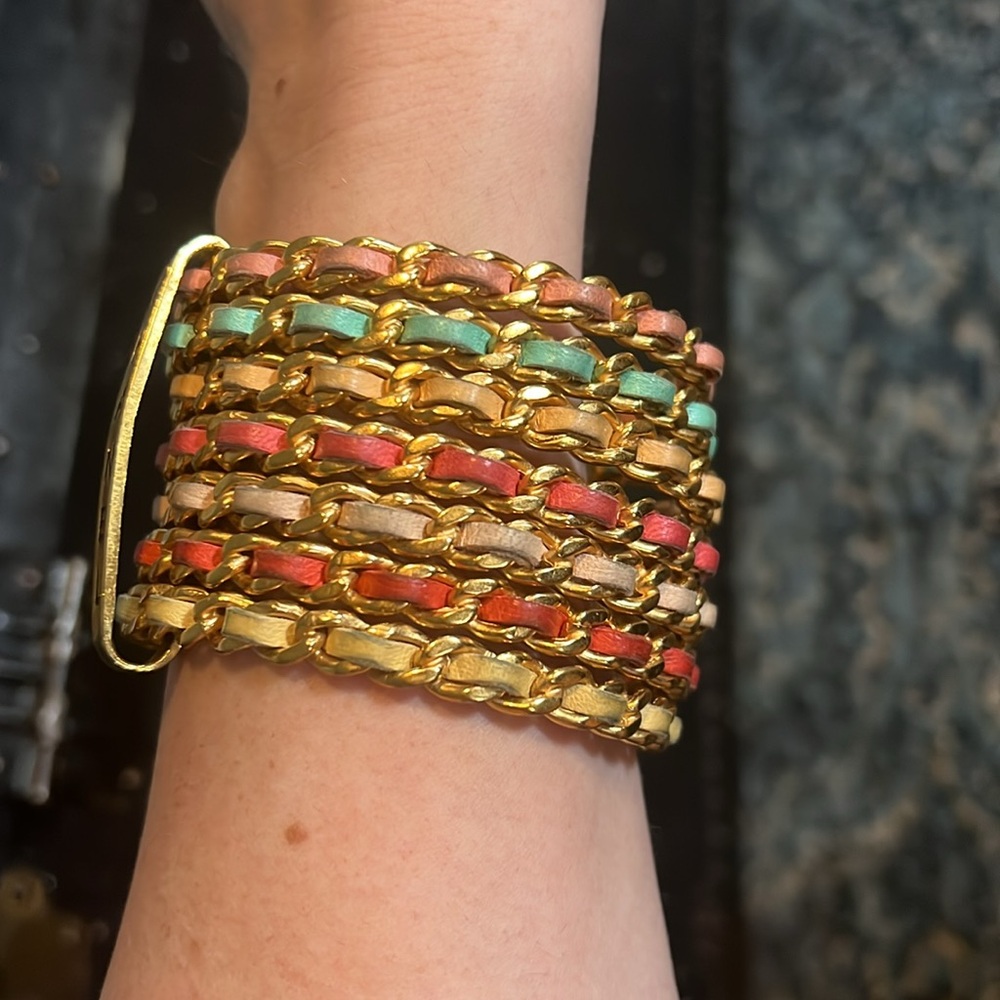 CHANEL Gold Multi-Color Chain Link Bracelet - Picture 2 of 4